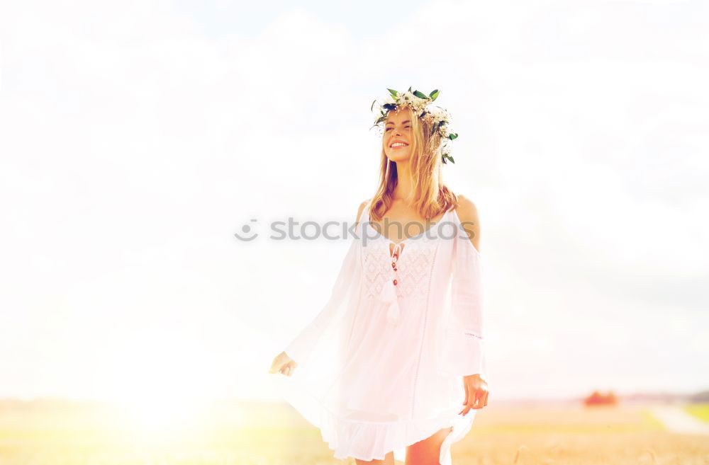 Similar – Image, Stock Photo Romantic woman in green field