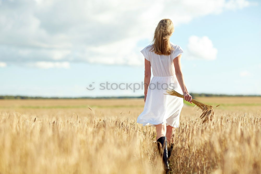 Similar – Hand holding a cowboy hat over a field of wheat