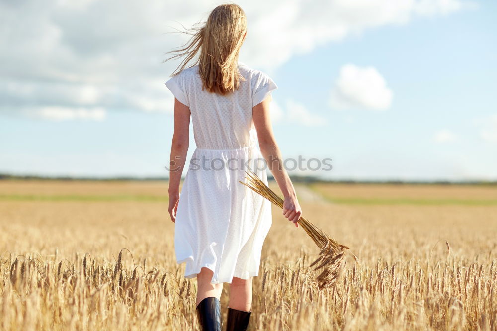 Similar – Hand holding a cowboy hat over a field of wheat