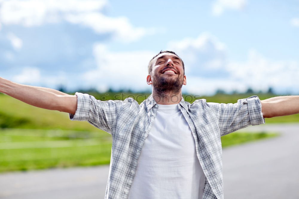 Similar – Image, Stock Photo Emotional man in shopping cart