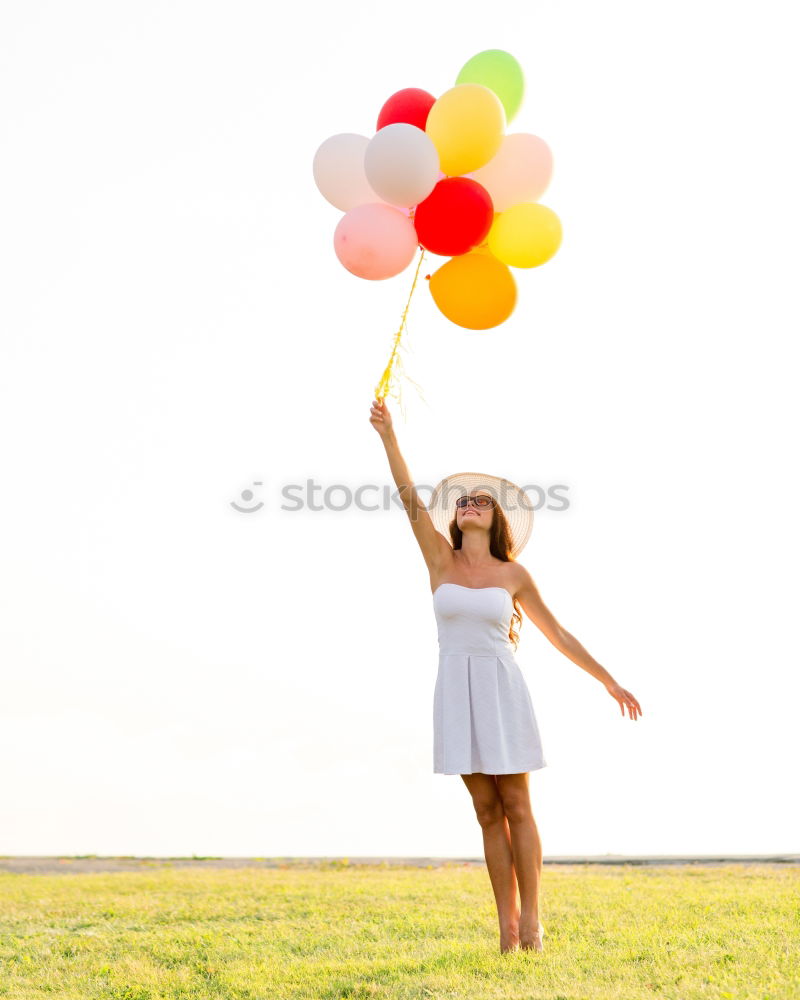 Similar – Image, Stock Photo A girl stretching arms and throwing Color powder