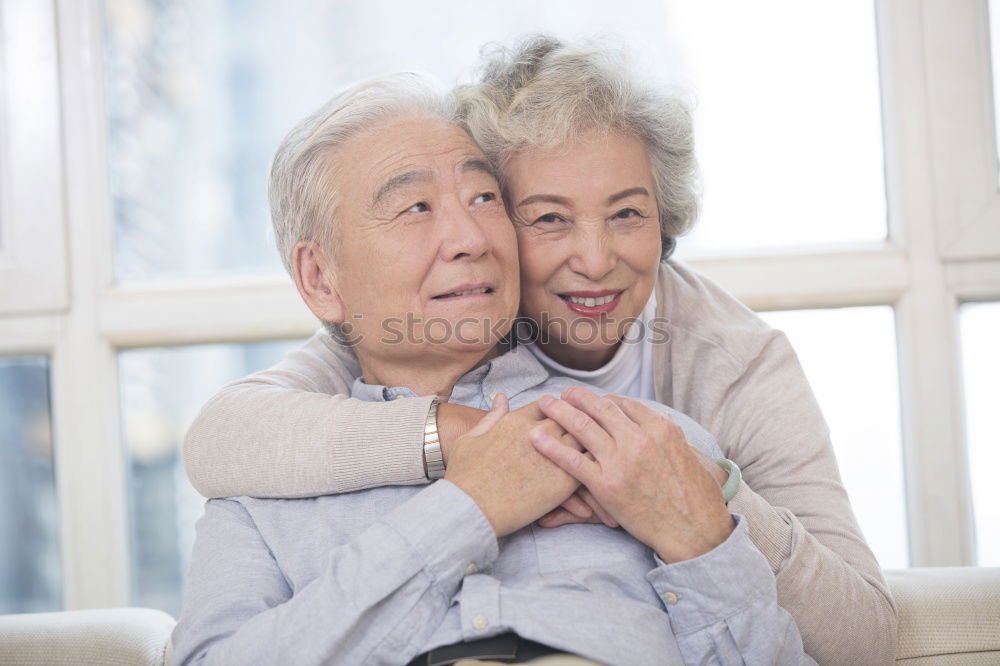 Similar – young man and old woman talking during a walk