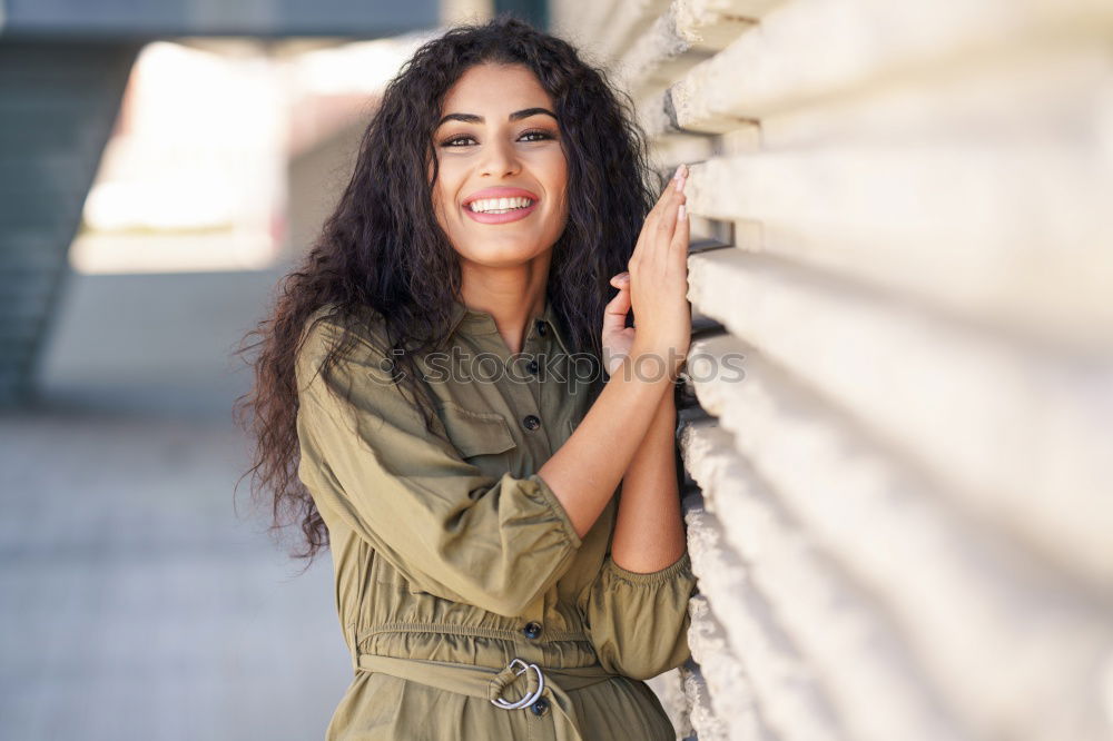 Similar – Image, Stock Photo Smiling young arabic woman with black curly hairstyle.