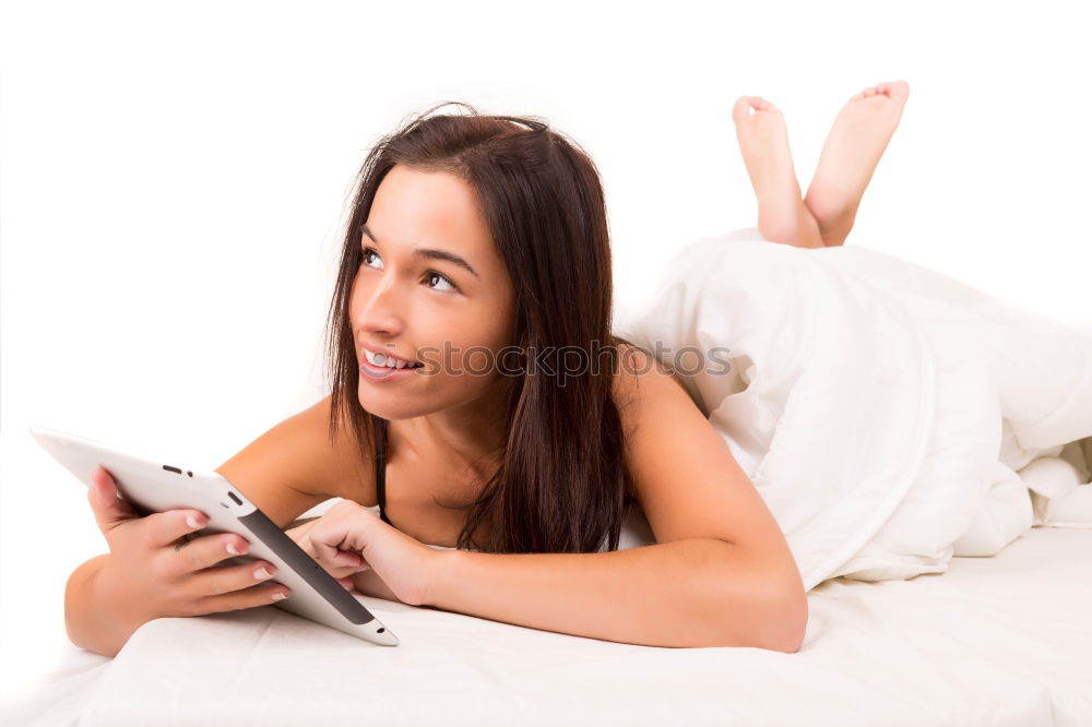 Similar – Image, Stock Photo Young woman fooling around with her smartphone