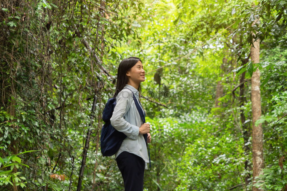 Similar – Couple of hikers doing trekking