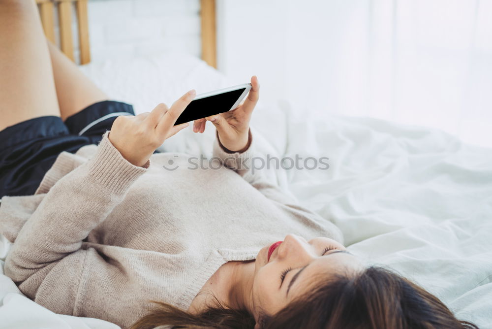 Similar – Image, Stock Photo Young female women taking selfie with smartphone