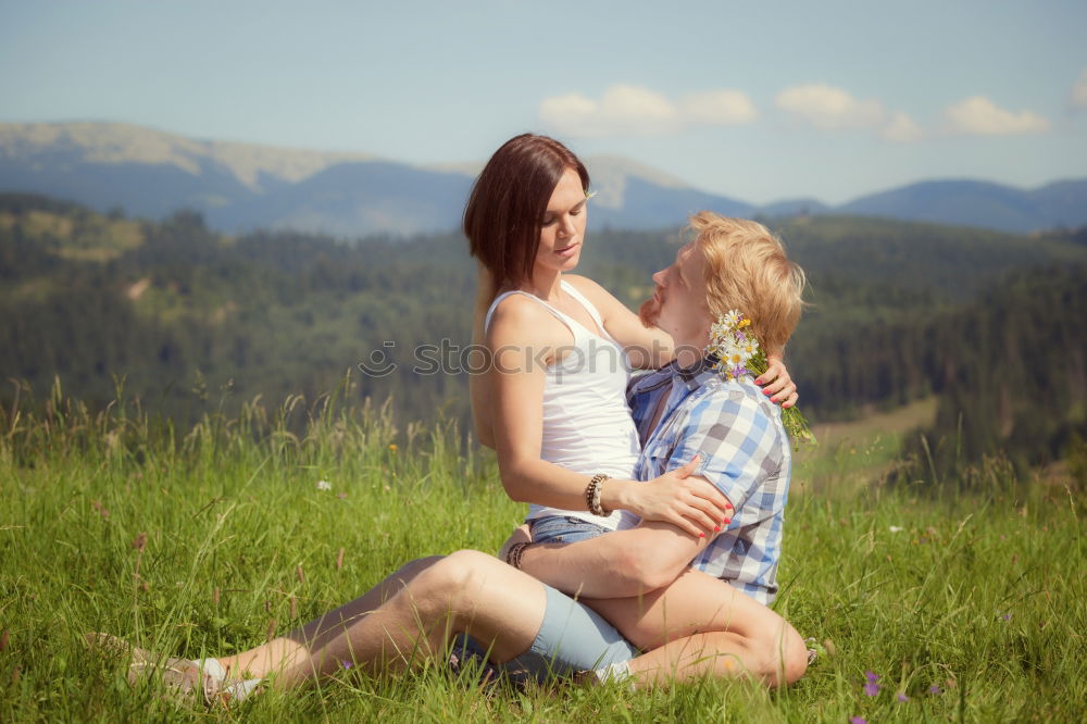 Similar – happy lovers on Holiday in the alps mountains