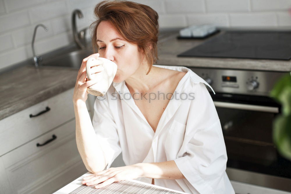 Similar – Image, Stock Photo Beautiful young woman drinking coffee