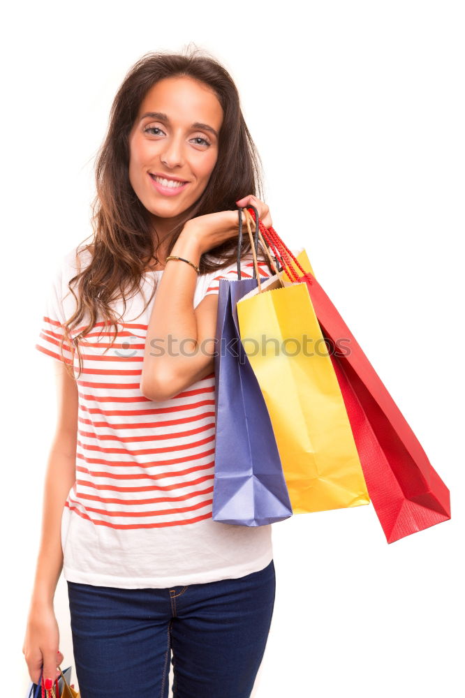 Similar – Image, Stock Photo Happy autumn or winter girl with wool cap shopping