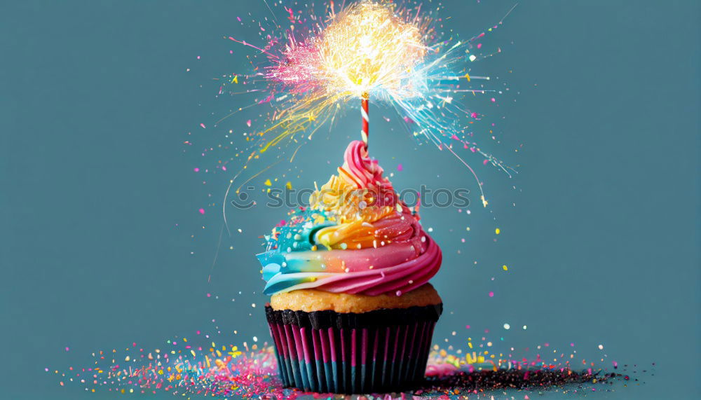 Similar – Image, Stock Photo Cupcake with candle for birthday