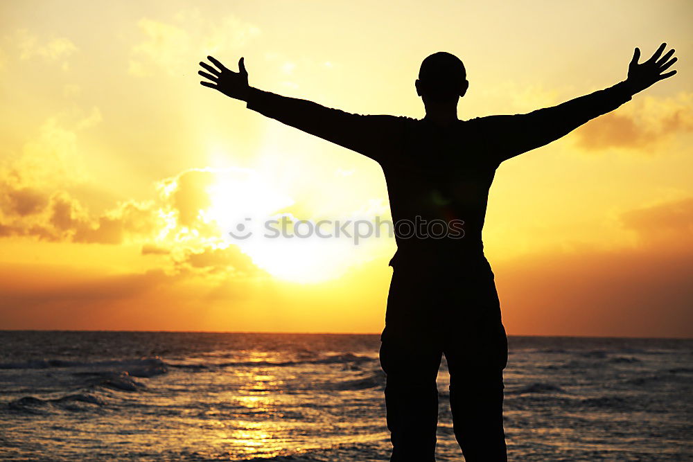 Similar – Image, Stock Photo Father and son playing at the sunset time.