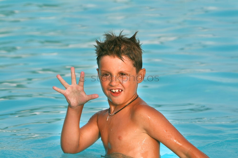 Similar – Image, Stock Photo Funny blond boy in the pool