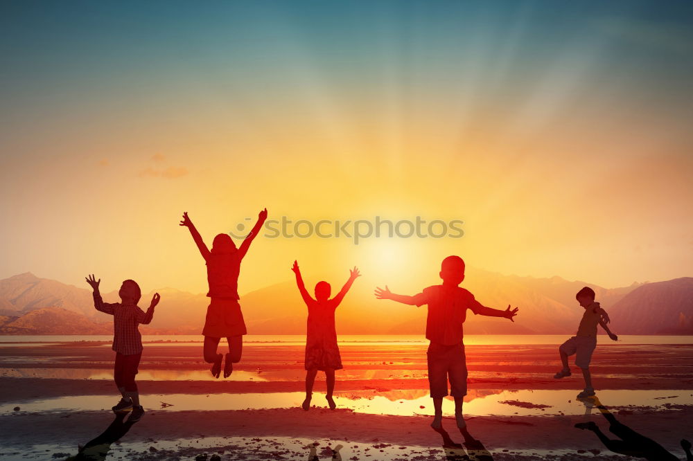 Similar – Silhouette of happy family