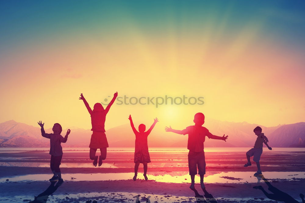 Similar – Silhouette of happy family