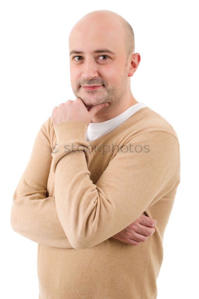 Similar – Image, Stock Photo MainFux | Man with glasses and bald head looks mischievously into the camera