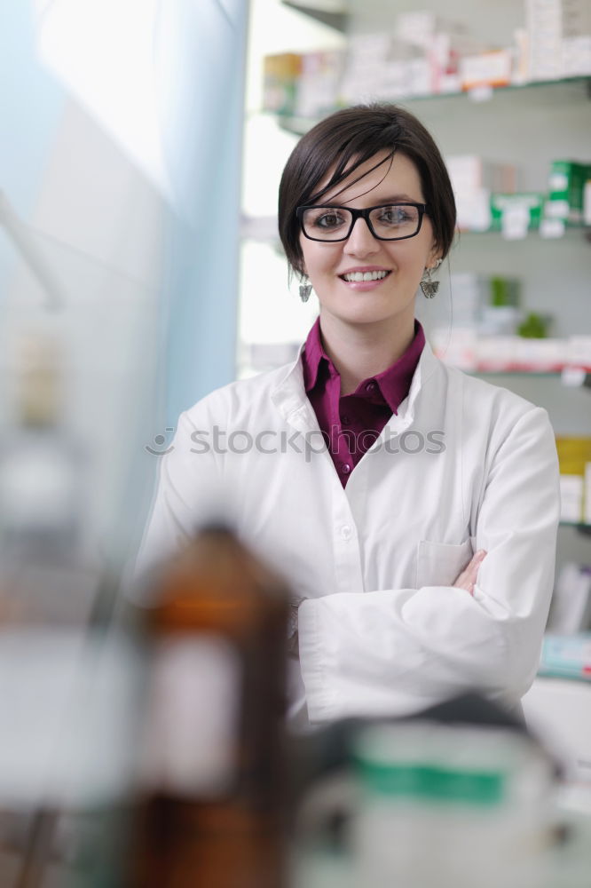 Similar – Image, Stock Photo Woman in whites standing in lab