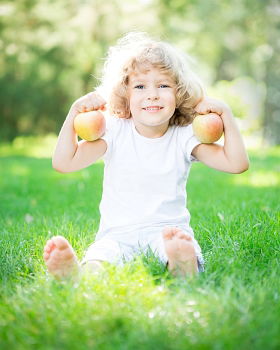 Similar – Image, Stock Photo Child is happy with apple