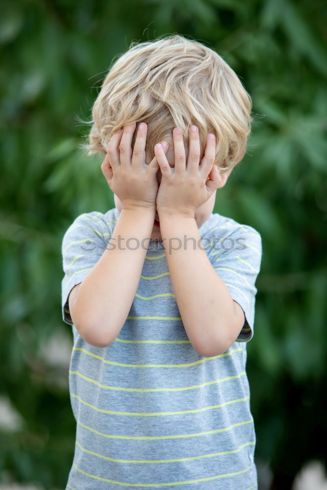 Happy child with blue t-shirt