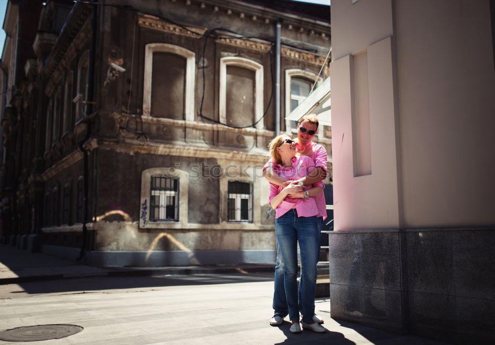 Similar – Image, Stock Photo young man waits at a wooden door and supports himself