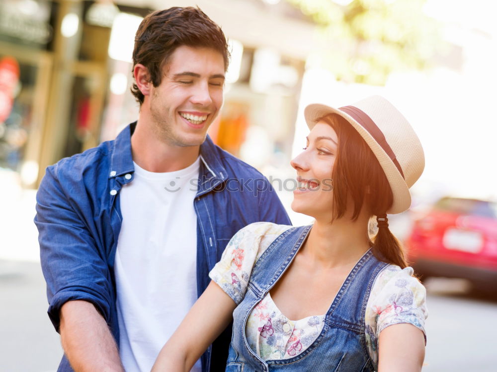 Similar – Image, Stock Photo Young couple having fun on the street