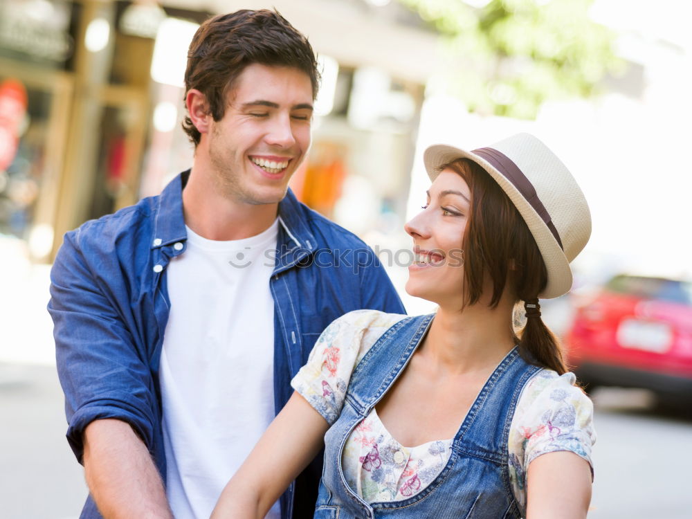 Similar – Image, Stock Photo Young couple having fun on the street