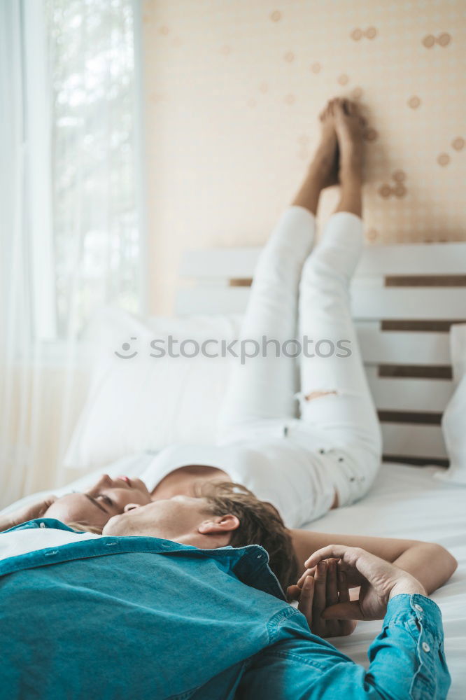 Similar – Image, Stock Photo Young woman lying in bed