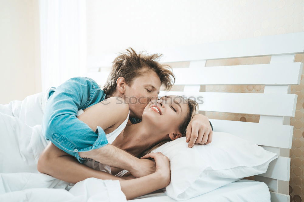 Image, Stock Photo mother and child son sleeping together