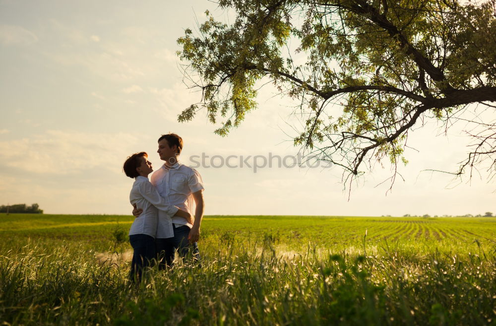 Similar – Image, Stock Photo Grandfather showing his hat to grandchild outdoors