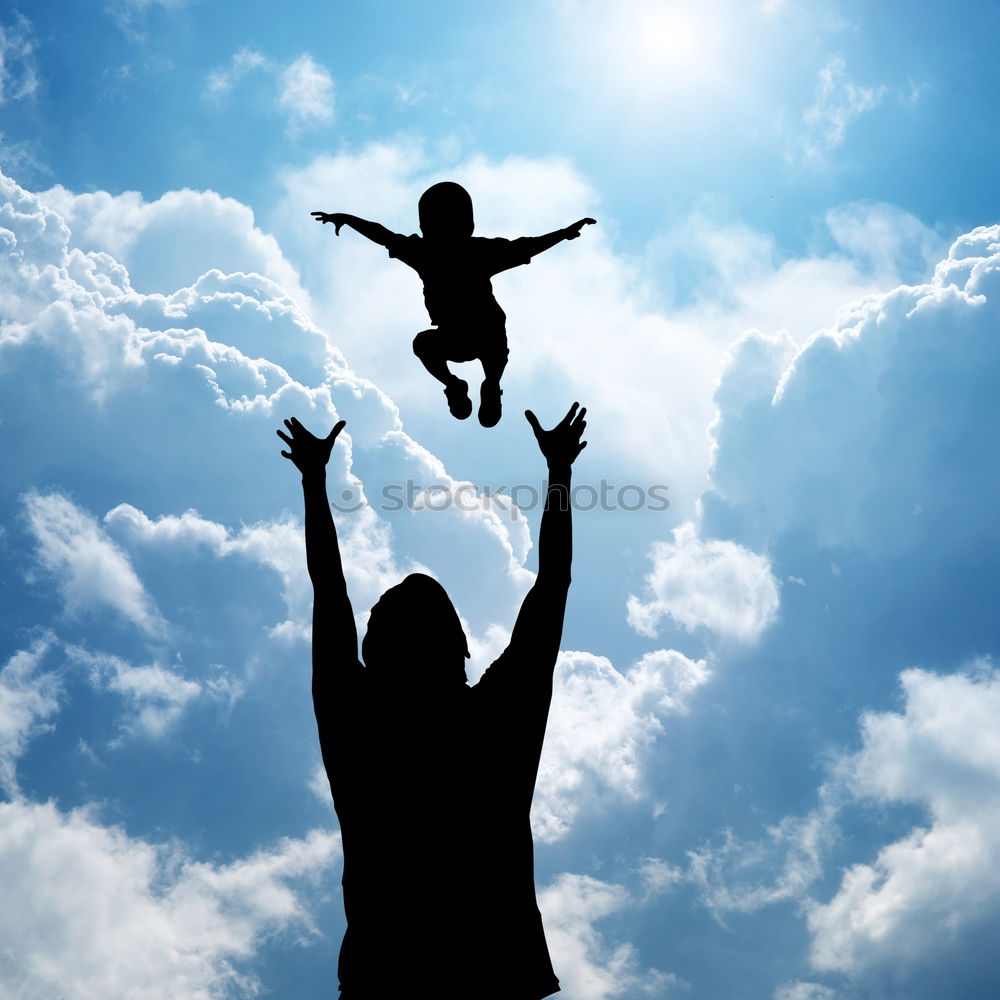 Similar – Father and son playing on the beach at the day time. Concept of friendly family.