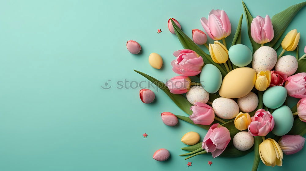 Similar – Image, Stock Photo Easter card with eggs and pink flowers decoration