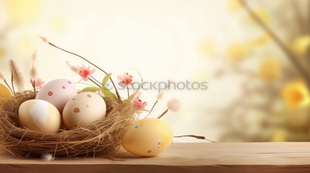 Similar – Image, Stock Photo Two white Easter eggs with red dots in the straw