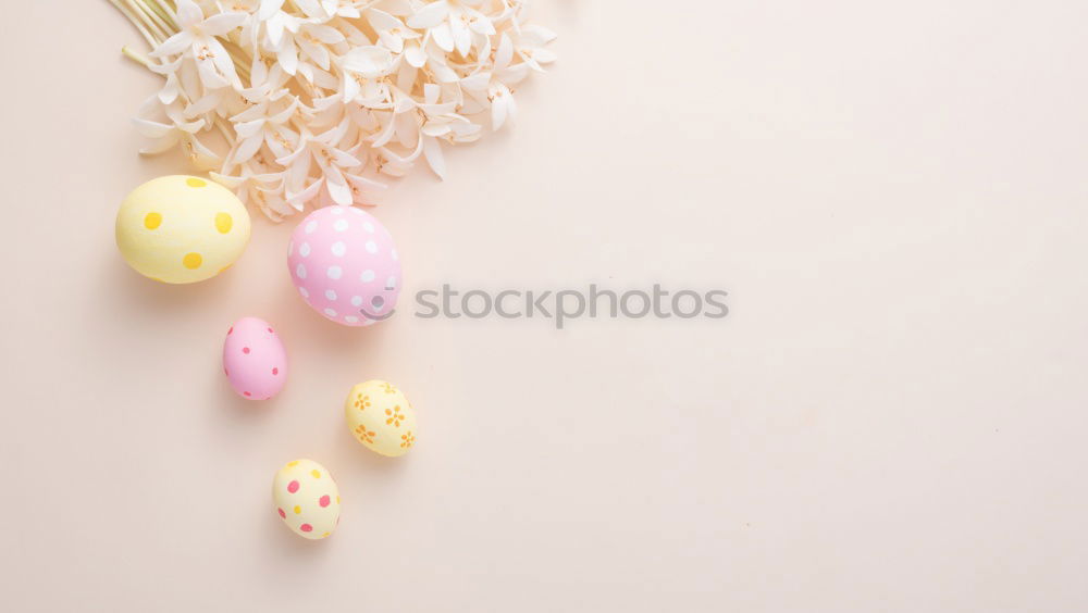 Similar – Image, Stock Photo Two white Easter eggs with red dots in the straw