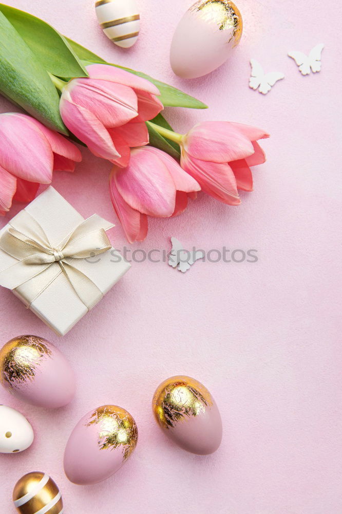 Similar – Image, Stock Photo Easter decoration with tulips and eggs