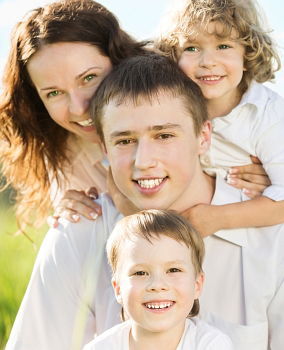 Similar – happy family of four hand in hand on the field