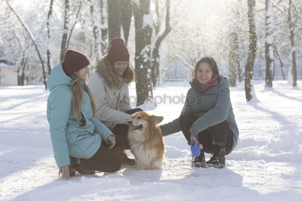 Similar – Image, Stock Photo People stroking dog in snows