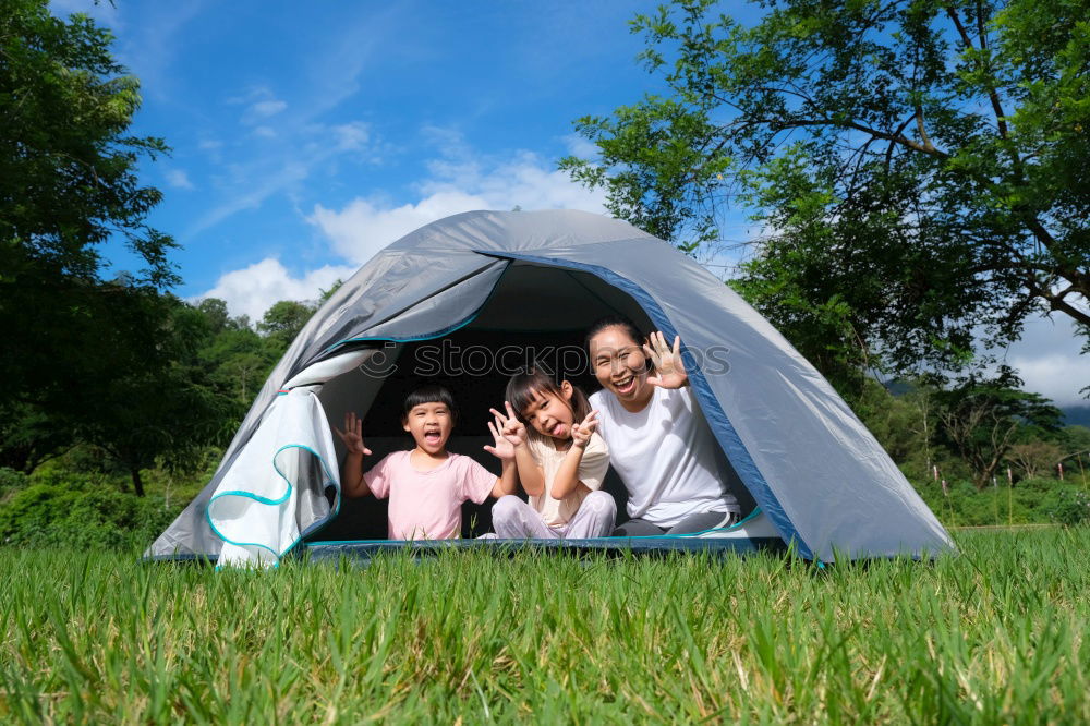 Similar – Children enjoying camping holiday