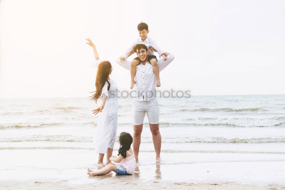 Similar – Image, Stock Photo Group of friends hanging out at beach in summer