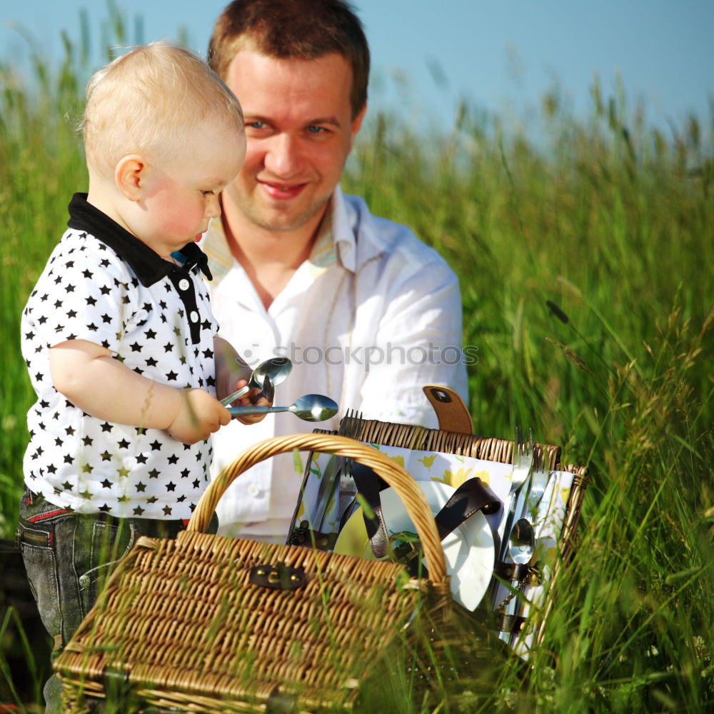 Similar – Granny sitting with her grandson on a meadow in nature