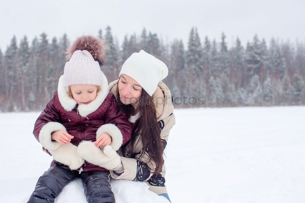 Similar – Image, Stock Photo Friends playing snowballs in woods