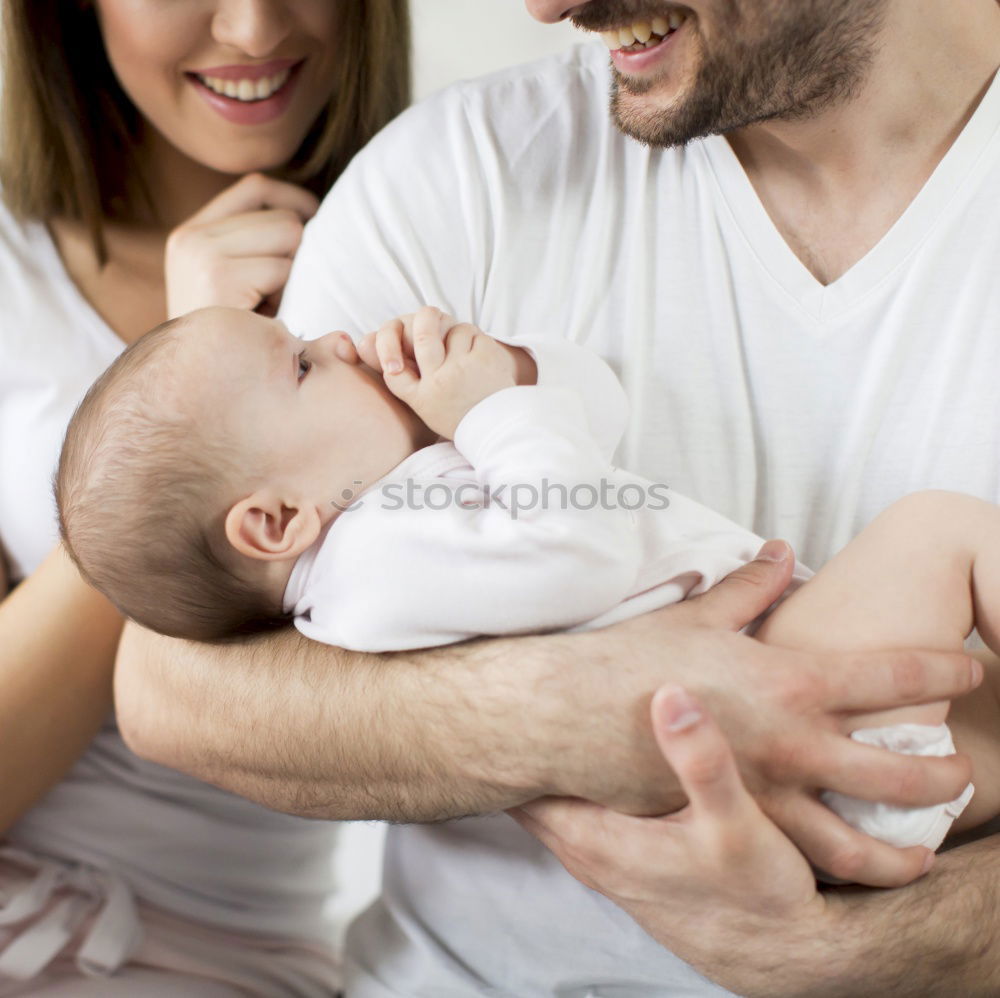 Image, Stock Photo Happy Family, Mother, Father And Baby.