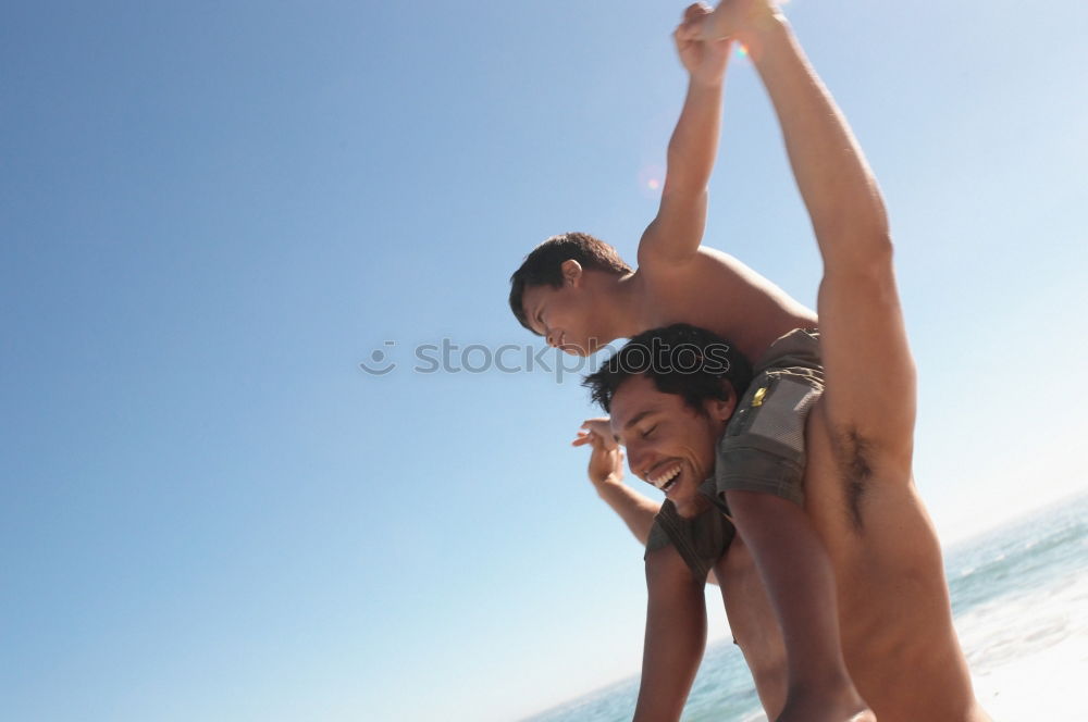 Image, Stock Photo Two adults training on the beach together