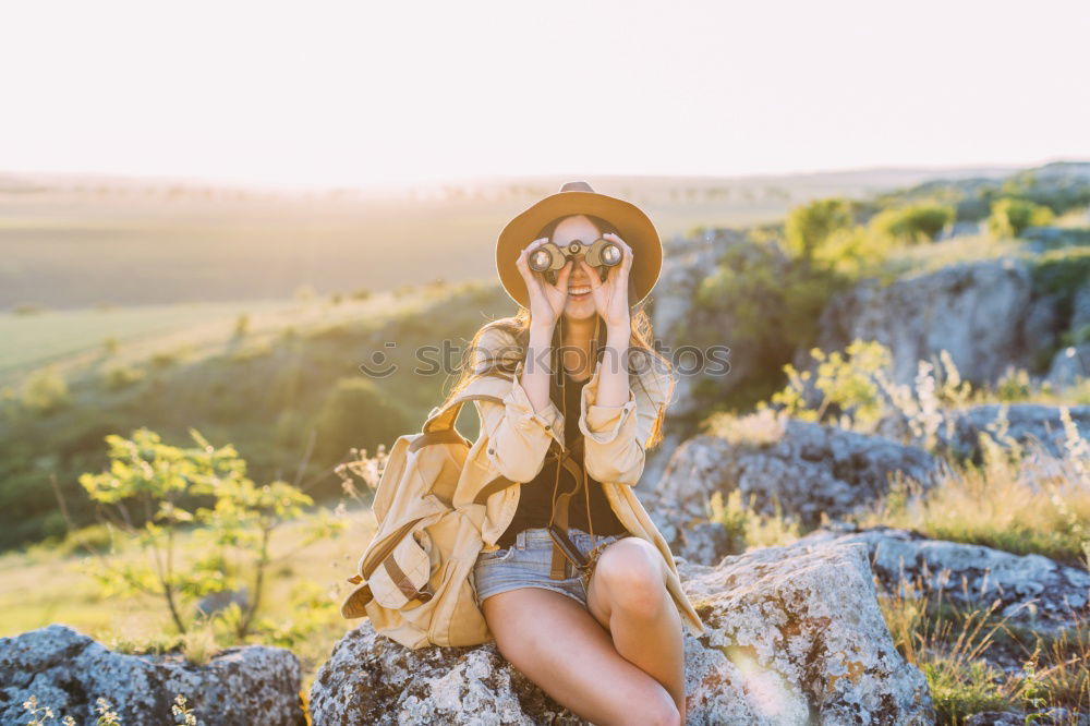 Similar – Image, Stock Photo Woman in green cold fields