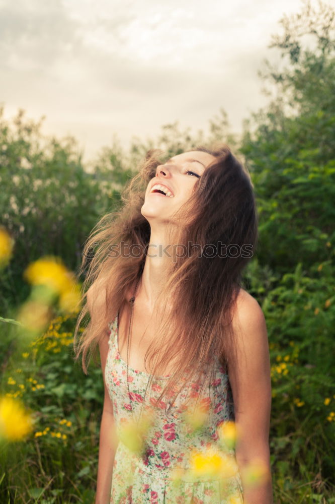 Similar – Image, Stock Photo Portrait of pretty woman smiling in nature