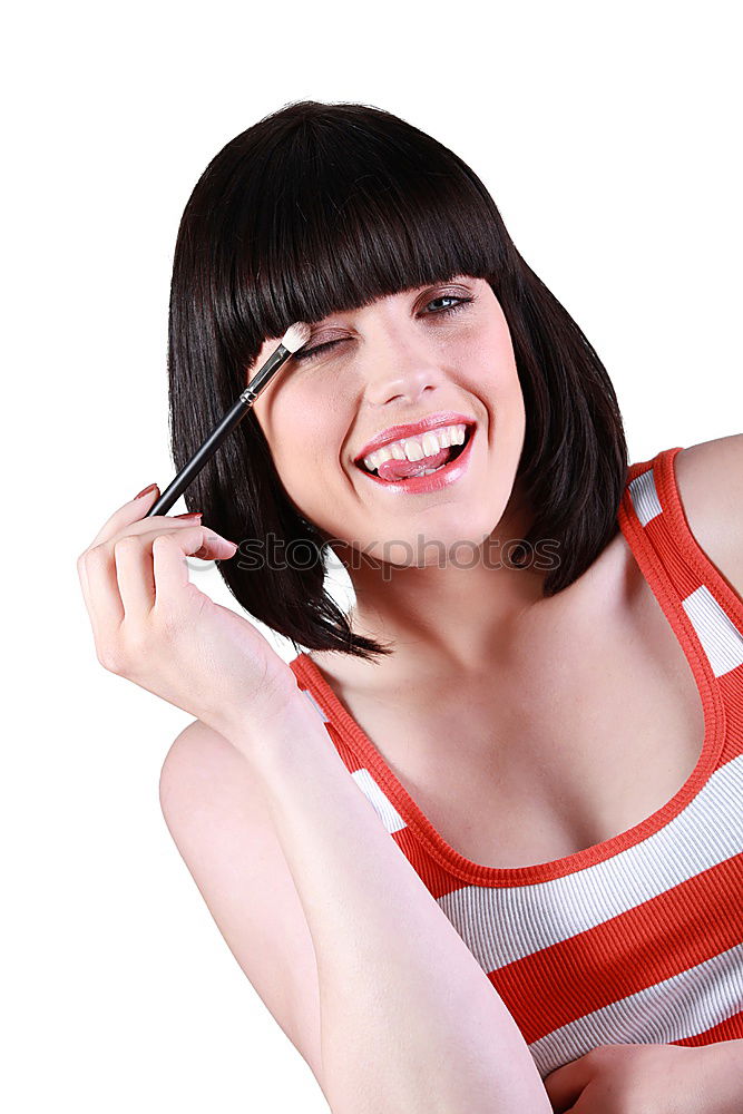 Image, Stock Photo Red haired woman covering her eyes