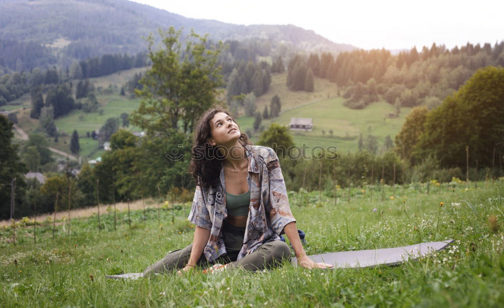 Similar – Image, Stock Photo Smiling woman at lake