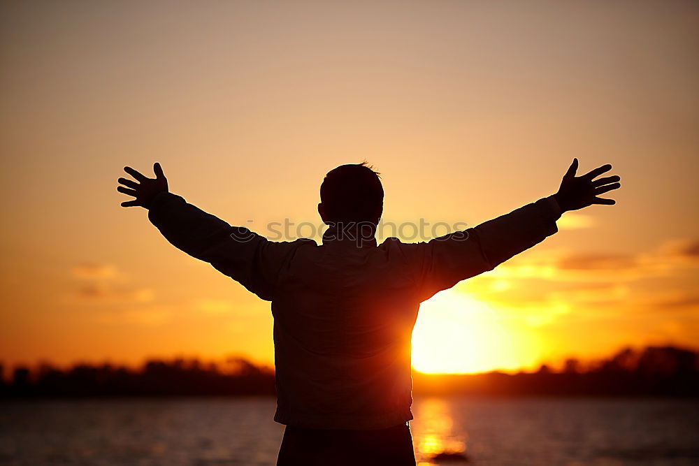 Similar – Image, Stock Photo Father and son playing at the sunset time.