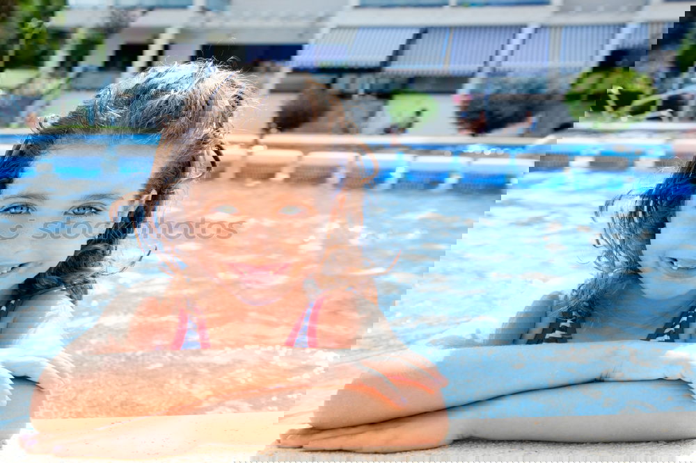 Similar – Image, Stock Photo happy children playing near the swimming pool