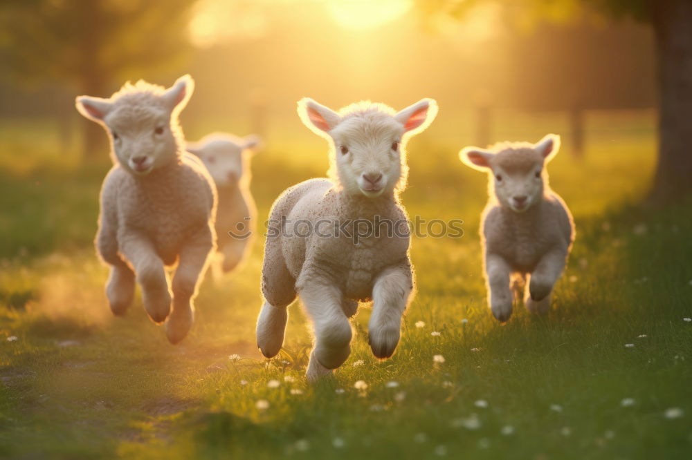 Similar – shepherd puppies playing in sunset light