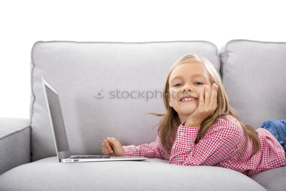 Similar – Image, Stock Photo Girl disguised as a butterfly reading with her doll