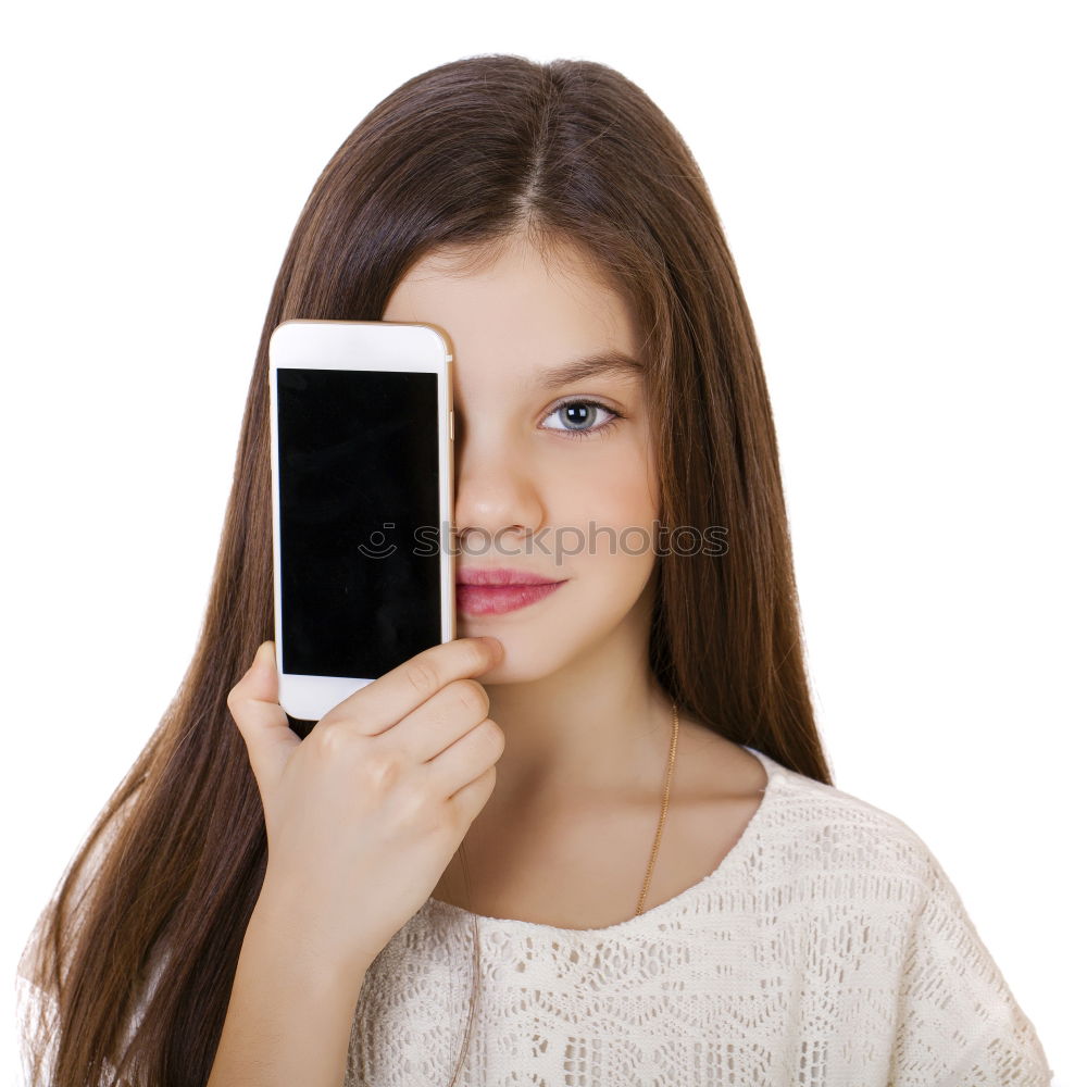 Similar – portrait of a beautiful kid using mobile phone